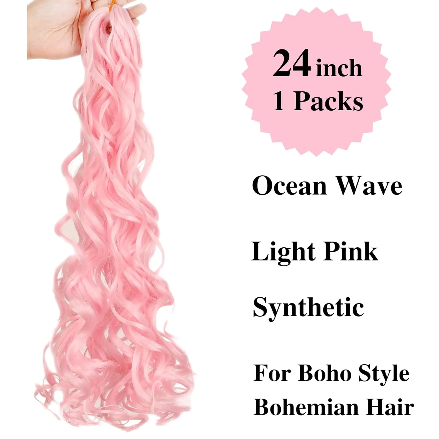 Light Pink Braiding Hair Pre stretched Curly Ocean Wave Crochet Braids Prestretched Braiding Hair Extensions Hypoallergenic Ez Braid Synthetic Knotless Yaki