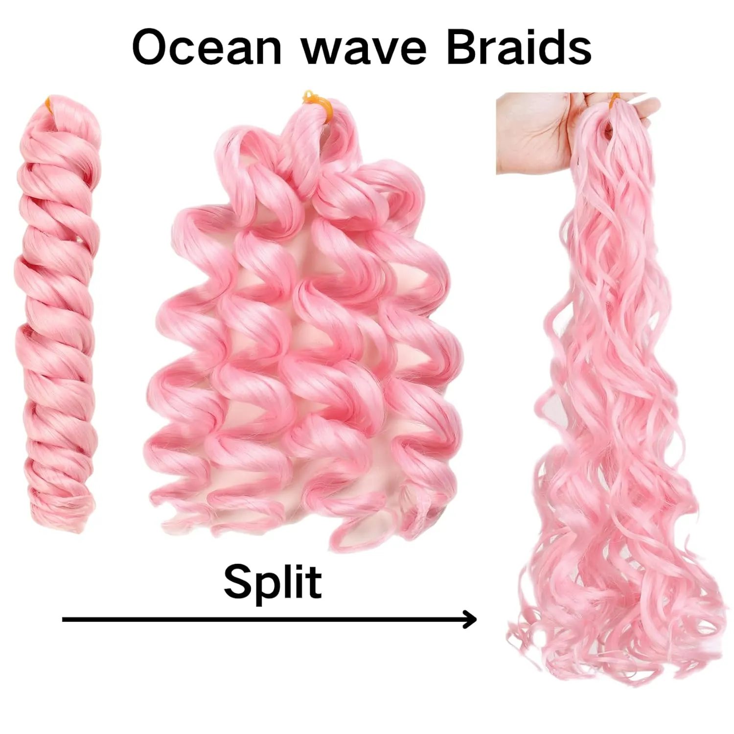 Light Pink Braiding Hair Pre stretched Curly Ocean Wave Crochet Braids Prestretched Braiding Hair Extensions Hypoallergenic Ez Braid Synthetic Knotless Yaki