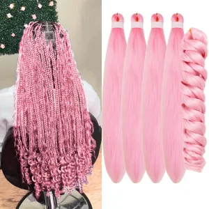 Light Pink Braiding Hair Pre stretched Curly Ocean Wave Crochet Braids Prestretched Braiding Hair Extensions Hypoallergenic Ez Braid Synthetic Knotless Yaki