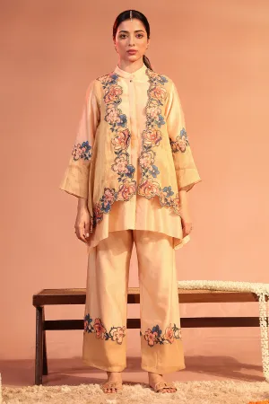 Light pink sadira embroidered kurta set with jacket