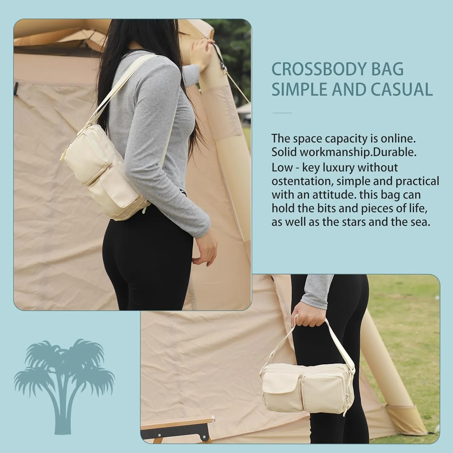 Lightweight Waterproof Sports Crossbody Bag, Travel Purses Anti Theft Crossbody,Small Crossbody Bags for Women, Hiking Fanny Pack for Women,Cross Body Bag,Fanny Packs(Beige)