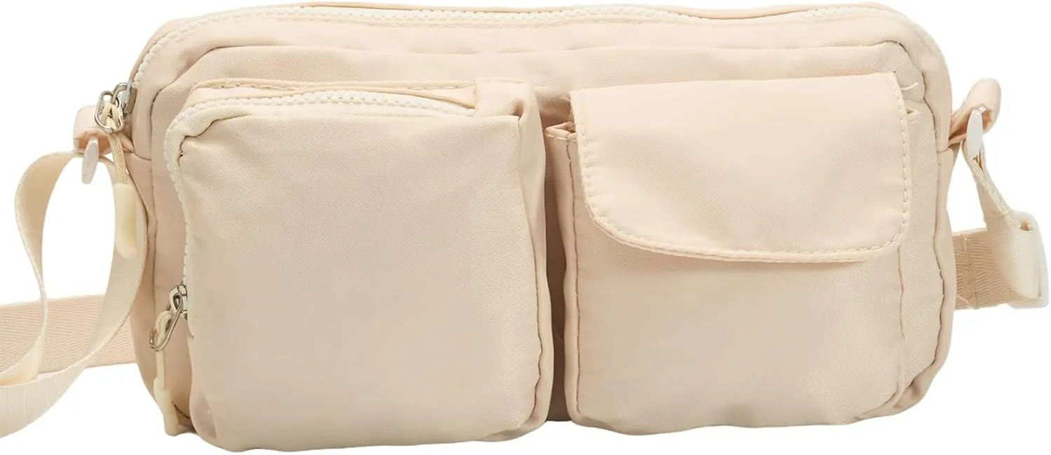 Lightweight Waterproof Sports Crossbody Bag, Travel Purses Anti Theft Crossbody,Small Crossbody Bags for Women, Hiking Fanny Pack for Women,Cross Body Bag,Fanny Packs(Beige)