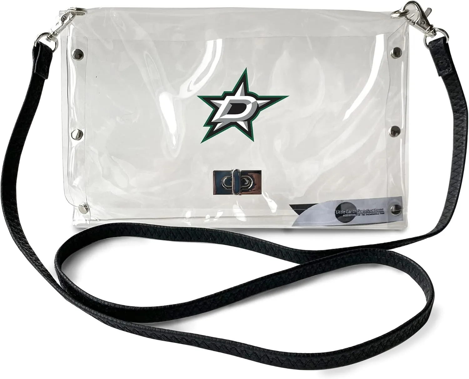 Littlearth Dallas Stars NHL Clear Envelope Purse with Black Fashion Strap