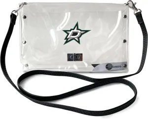 Littlearth Dallas Stars NHL Clear Envelope Purse with Black Fashion Strap