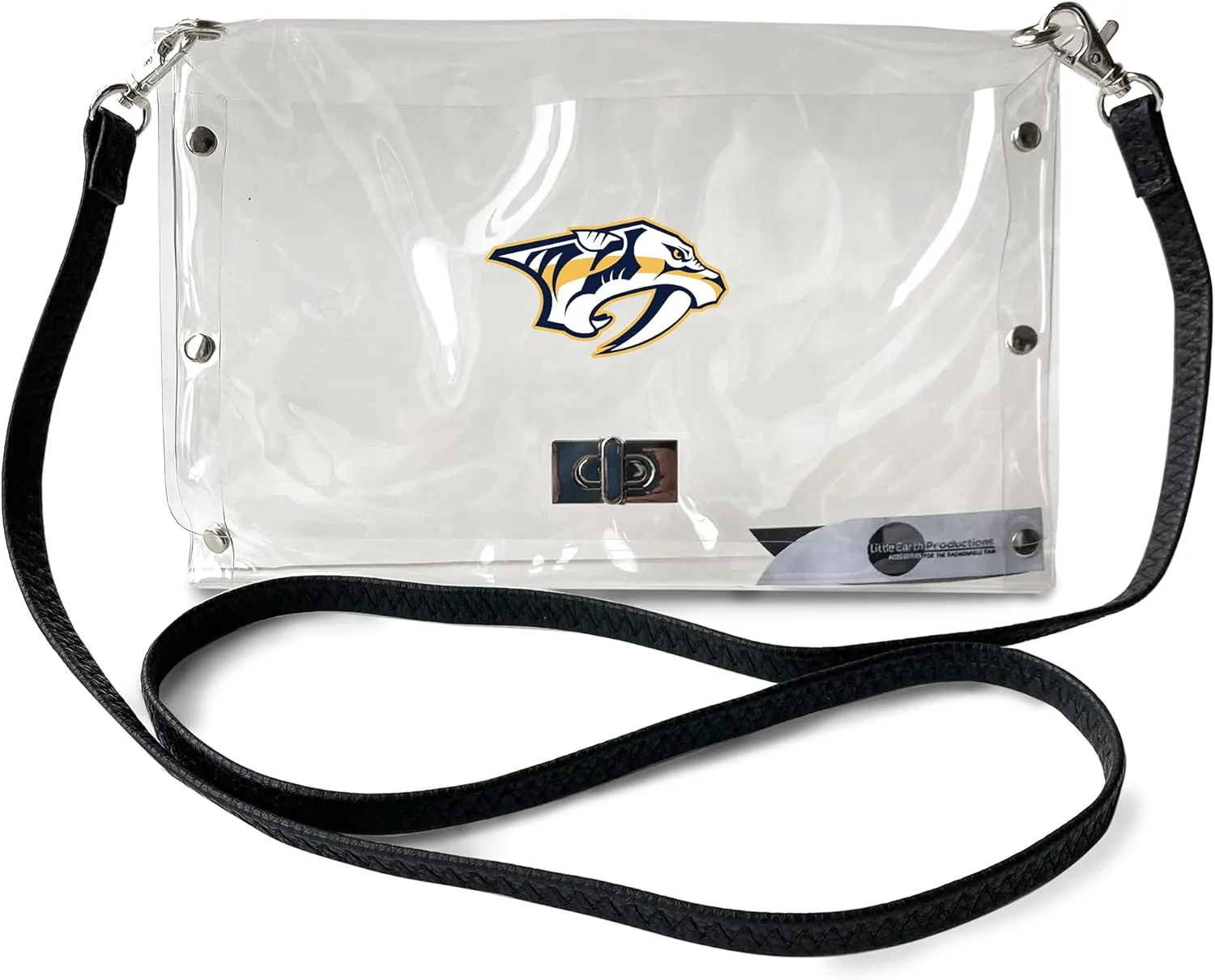 Littlearth Nashville Predators NHL Clear Envelope Purse with Black Fashion Strap