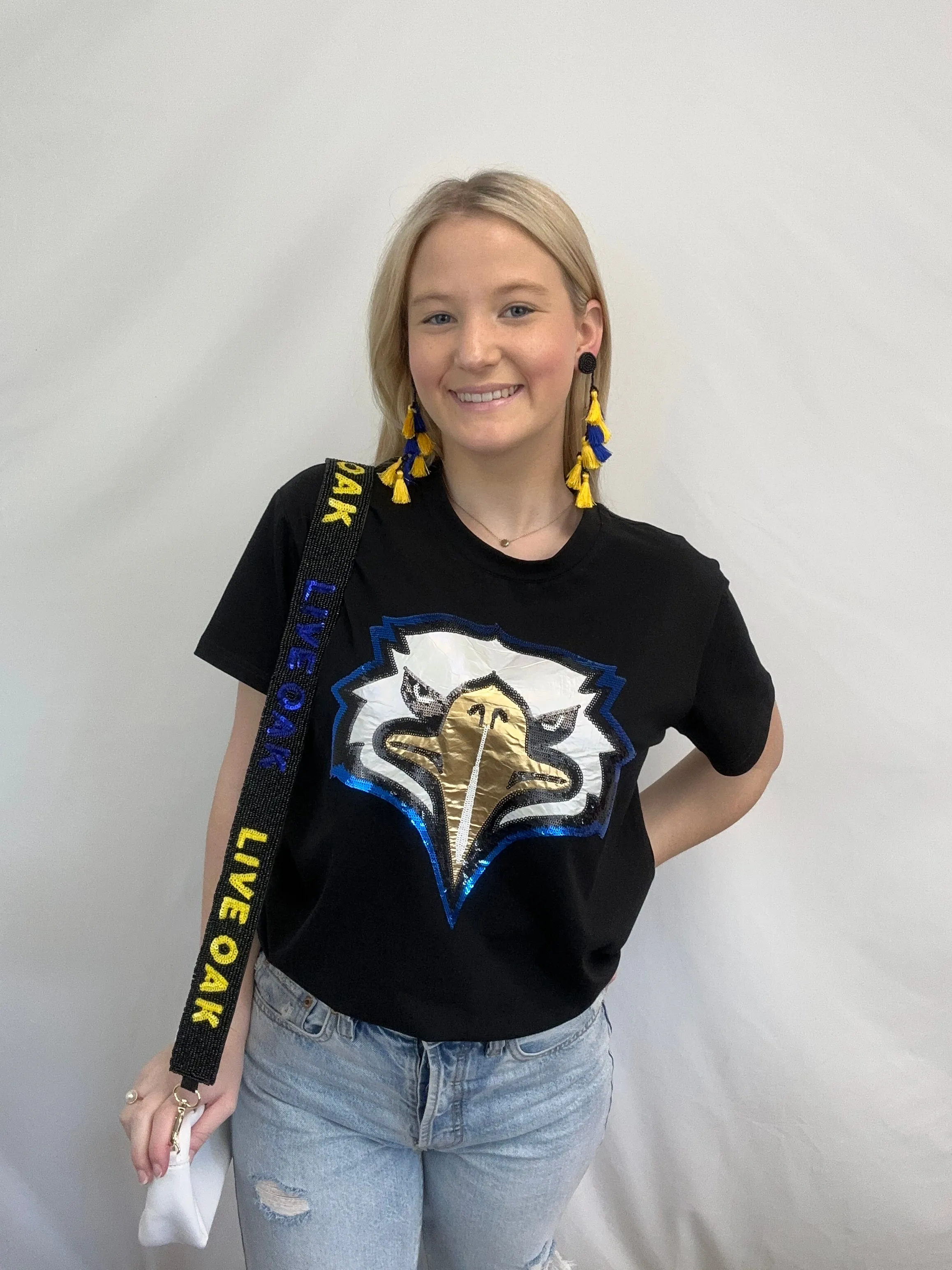 Live Oak Eagles | Custom Sequin   Beaded Purse Strap