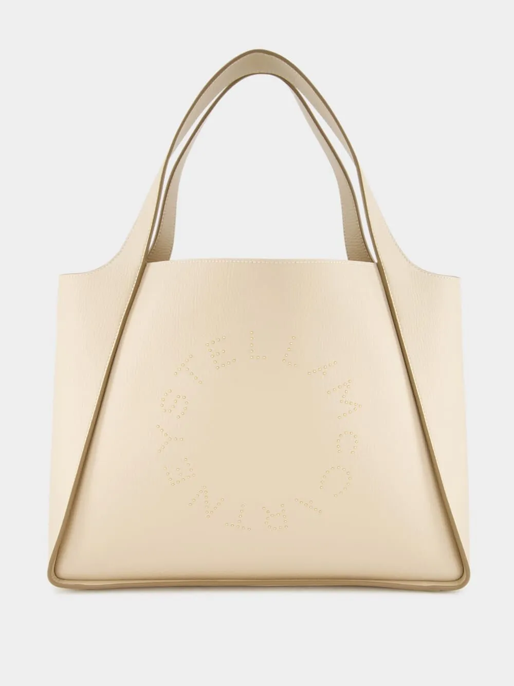 Logo Studded Grainy Alter Mat Cream Tote Bag