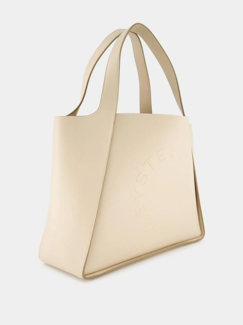 Logo Studded Grainy Alter Mat Cream Tote Bag