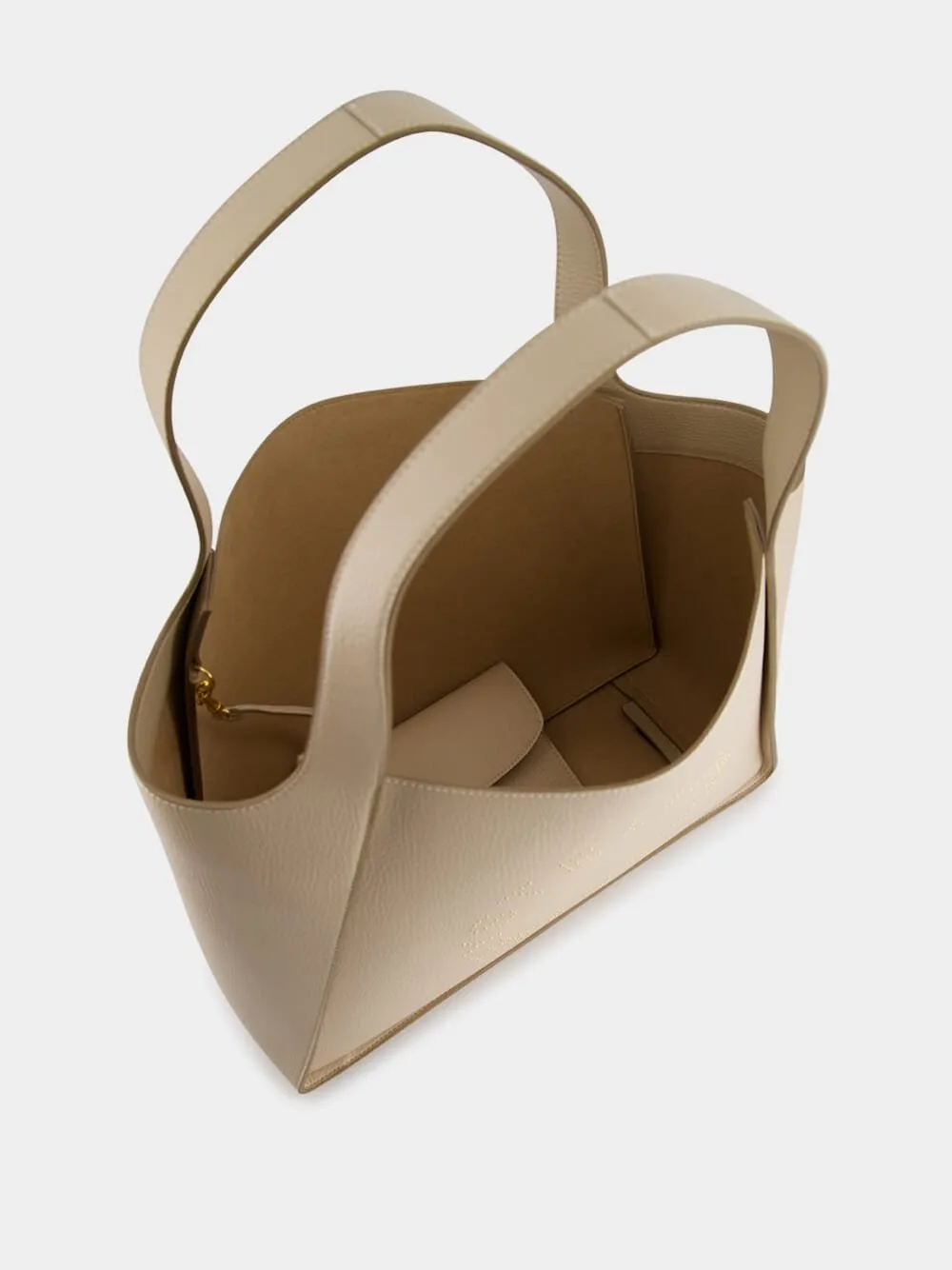 Logo Studded Grainy Alter Mat Cream Tote Bag