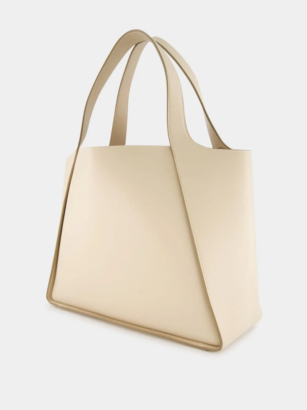 Logo Studded Grainy Alter Mat Cream Tote Bag