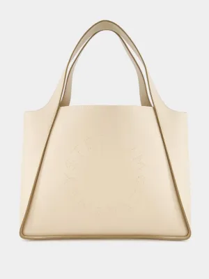Logo Studded Grainy Alter Mat Cream Tote Bag
