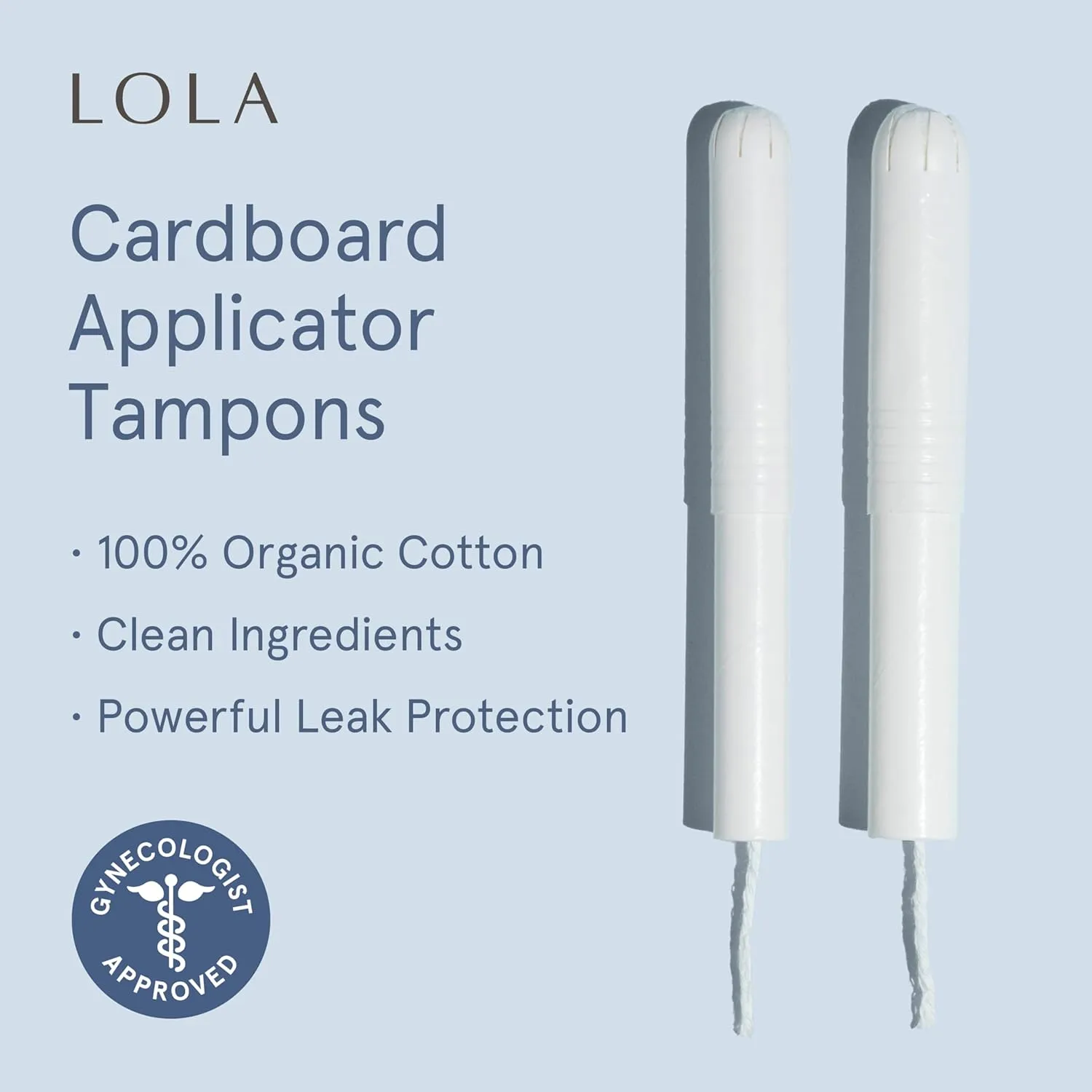 LOLA Organic Cotton Tampons with Cardboard Applicator, 36 Count (2 Packs of 18) - Tampons Super, Period Feminine Hygiene Products, HSA FSA Approved Products Feminine Care