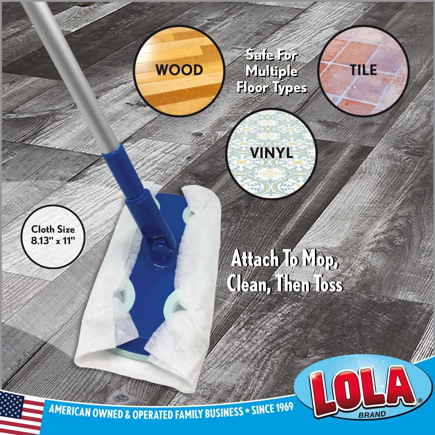 LOLA Products Dry Sweeping Cloth Refill Pads, Unscented, Compatible with Swiffer Floor Mop, Comparable to Swiffer Refills, 11" x 8.13", 32 Pack