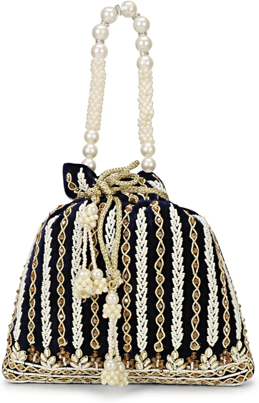 LONGING TO BUY Handcrafted Pearl and Bead Embellished Potli Bag, Potli Bag For Women