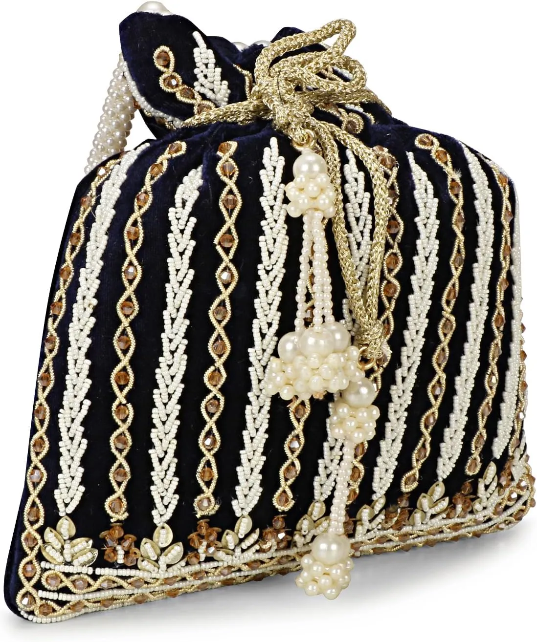 LONGING TO BUY Handcrafted Pearl and Bead Embellished Potli Bag, Potli Bag For Women