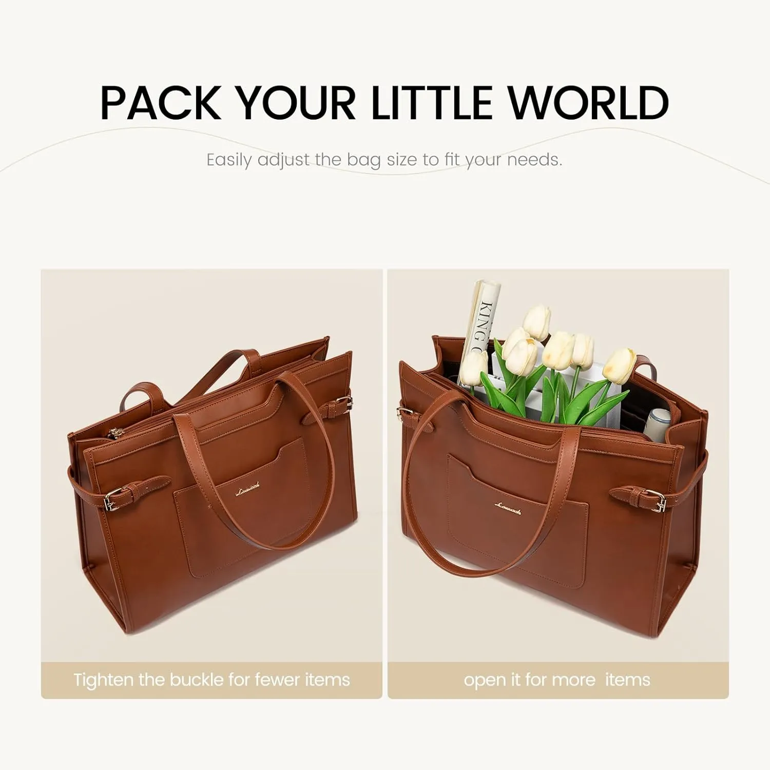 LOVEVOOK Laptop Bag for Women 15.6 Inch Leather Laptop Tote Bag for Women Large Capacity Work Bag with Clutch Purse Waterproof Computer Bags Business Briefcase Office