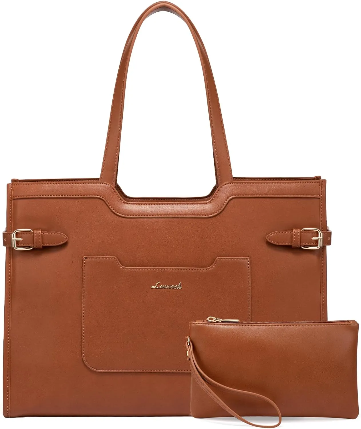 LOVEVOOK Laptop Bag for Women 15.6 Inch Leather Laptop Tote Bag for Women Large Capacity Work Bag with Clutch Purse Waterproof Computer Bags Business Briefcase Office