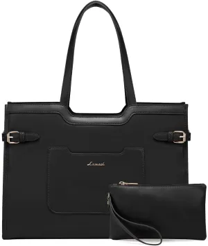 LOVEVOOK Laptop Bag for Women 15.6 Inch Leather Work Bag for Women Large Capacity Work Tote Bags with Clutch Purse Waterproof Computer Bags Business Briefcase Office