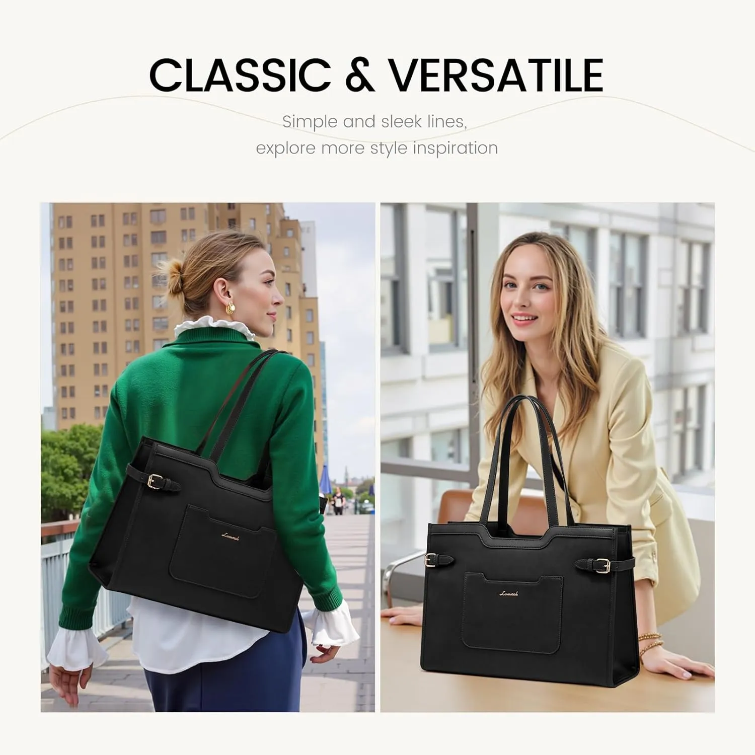 LOVEVOOK Laptop Bag for Women 15.6 Inch Leather Work Bag for Women Large Capacity Work Tote Bags with Clutch Purse Waterproof Computer Bags Business Briefcase Office