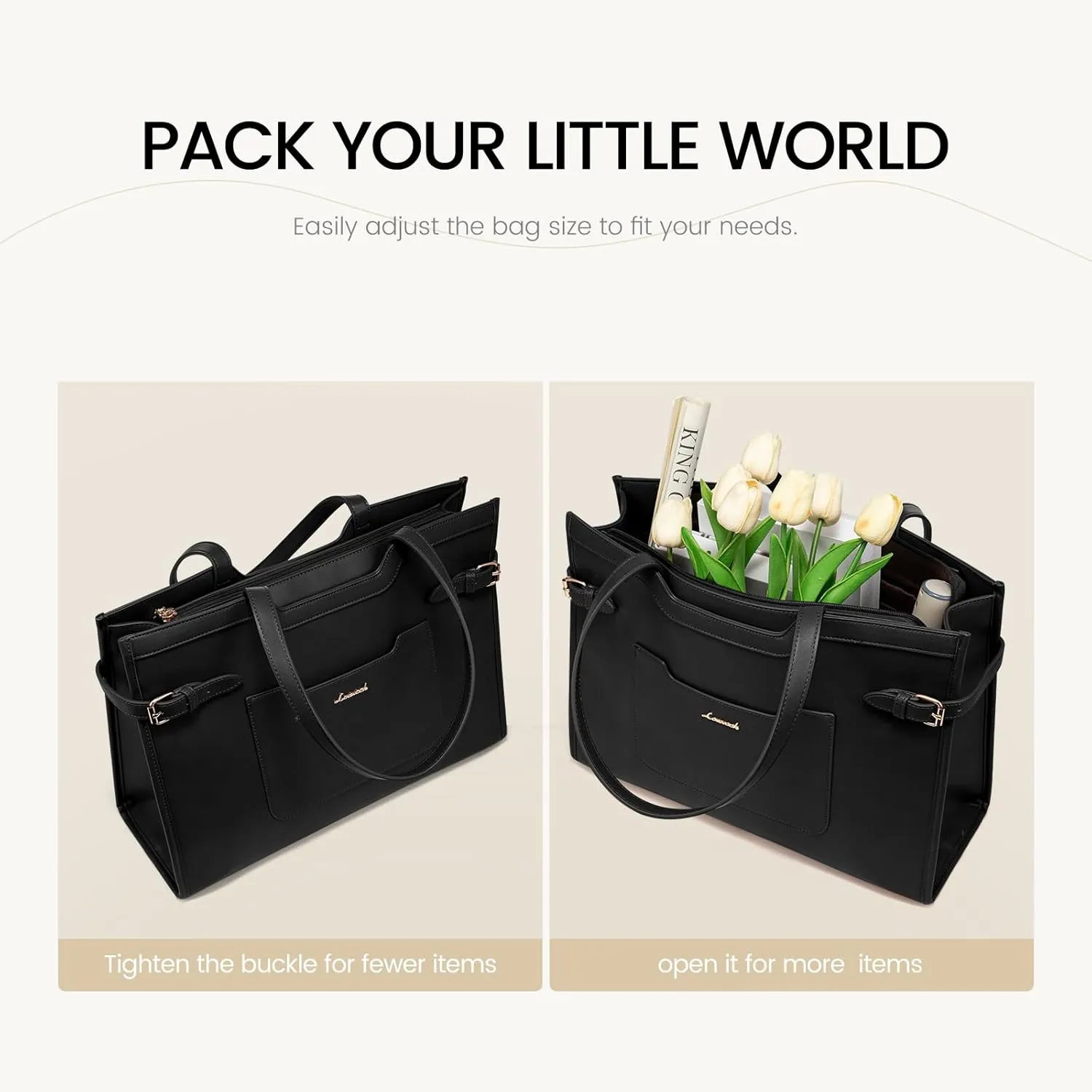 LOVEVOOK Laptop Bag for Women 15.6 Inch Leather Work Bag for Women Large Capacity Work Tote Bags with Clutch Purse Waterproof Computer Bags Business Briefcase Office