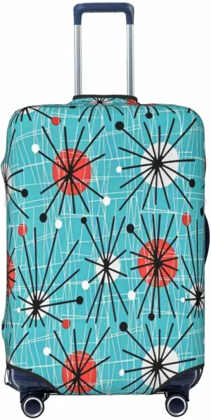 Luggage Cover For Travel Green Geometric Modern Mid Century Atomic Lines Star–dustproof Ideal For Travel 20-28 Inch.