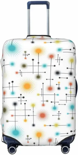Luggage Cover For Travel Modern Mid Century Atomic Lines Geometric Pattern– High Elasticity Business Trips 20-28 Inch.