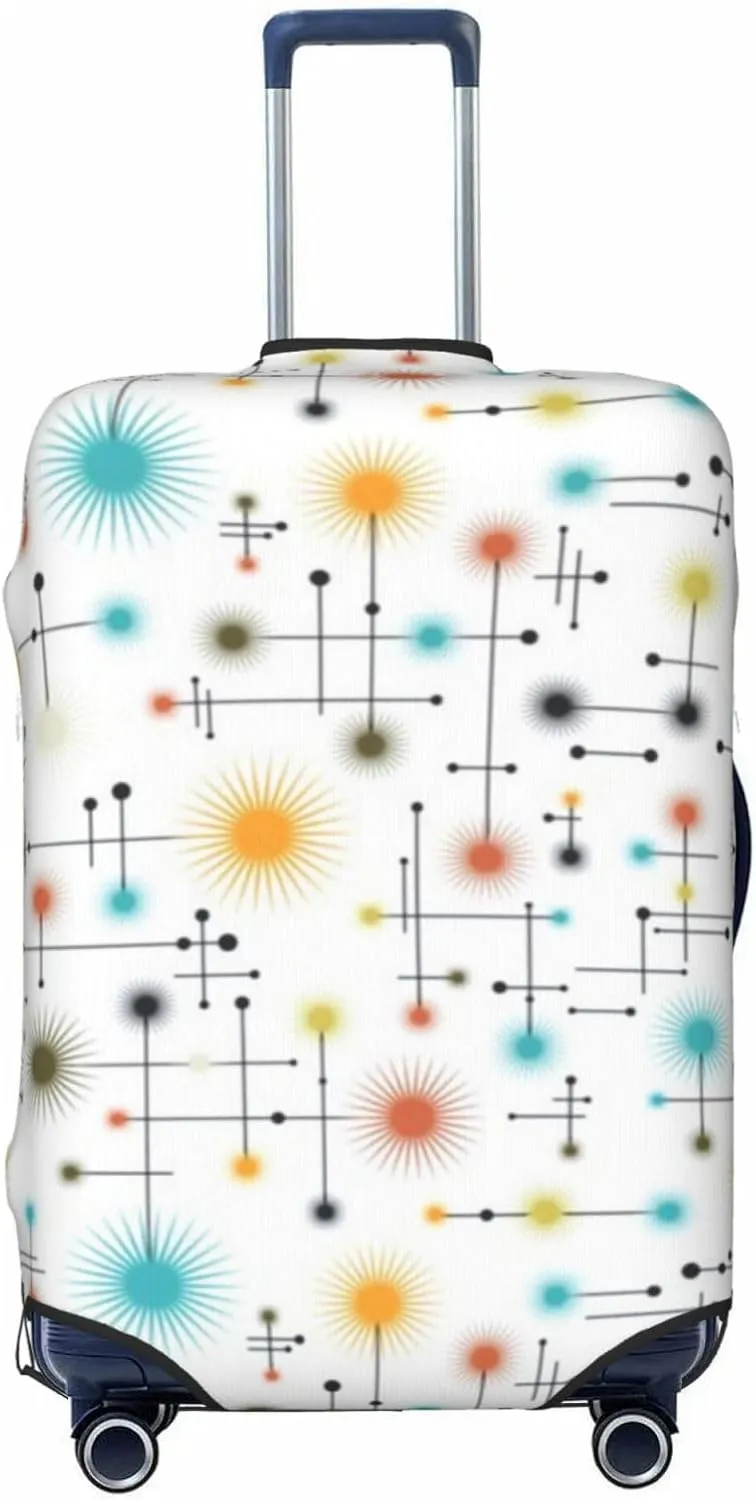 Luggage Cover For Travel Modern Mid Century Atomic Lines Geometric Pattern– High Elasticity Business Trips 20-28 Inch.
