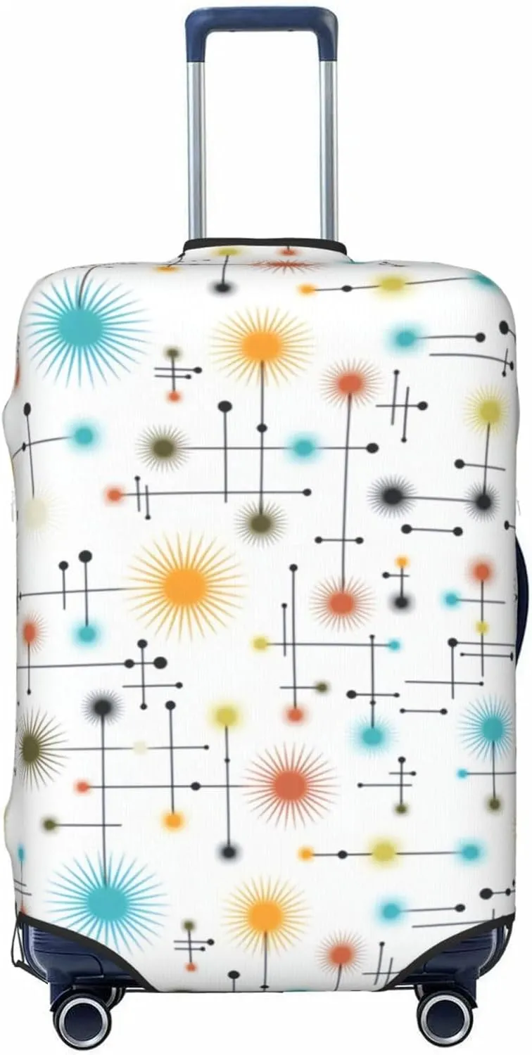 Luggage Cover For Travel Modern Mid Century Geometric Atomic Lines Star–dustproof Ideal For Travel 20-28 Inch.