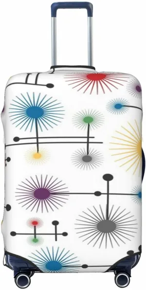 Luggage Cover For Travel Vintage Geometric Modern Mid Century Atomic Lines Star–dustproof Ideal For Travel 20-28 Inch.