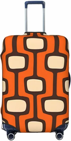 Luggage Cover For Travel Vintage Modern Mid Century Lines Geometric Pattern–dustproof Business Trips 20-28 Inch.
