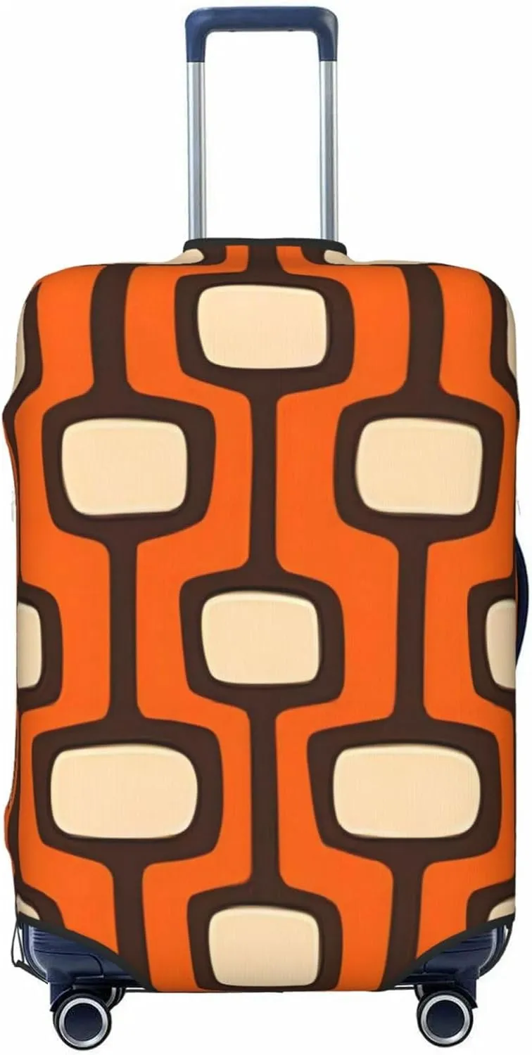 Luggage Cover For Travel Vintage Modern Mid Century Lines Geometric Pattern–dustproof Business Trips 20-28 Inch.