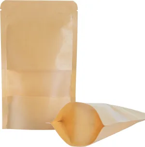 LZLPACKING Kraft Stand Up Pouches bags 100 Pcs,Brown Resealable Bags with Window for Home or Business,Coffee Bags,Zip Lock Food Storage Bags,Sealable Bags for Packaging(4.7×7.9)