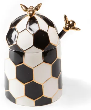MACKENZIE-CHILDS Ceramic Queen Bee Honey Pot with Lid, Beehive Decor for Kitchen
