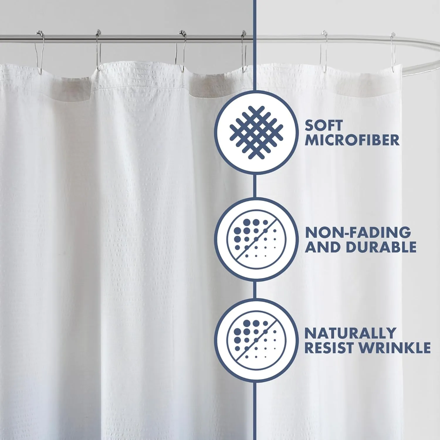 Madison Park Ara Shower Curtain, Seersucker Design Ombre Print, Modern Bathroom Decor, Machine Washable, Fabric Privacy Screen, 72x72, Aqua