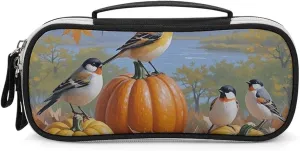 Makeup Bag Makeup Organizer Travel Sparrow And Pumpkin Printed Makeup Bag With Double Zip Handles Cosmetic Bag