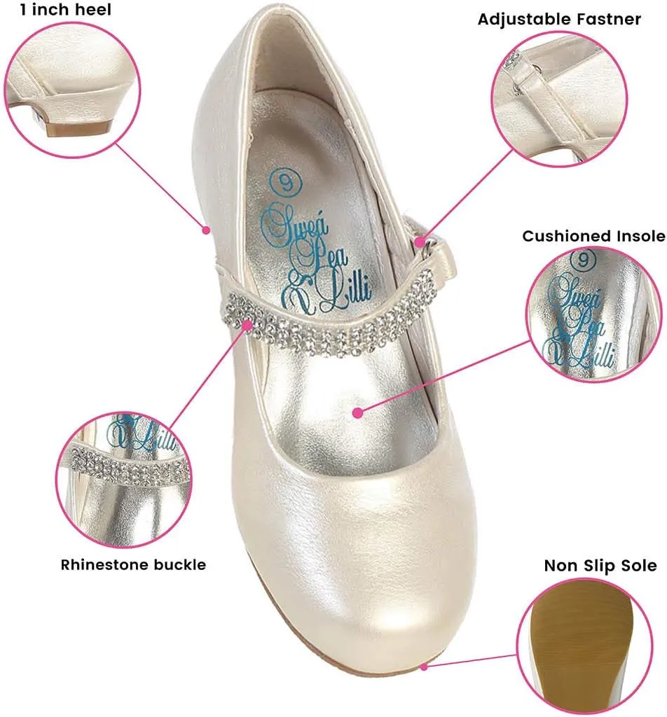 Mary Jane Shoes for Girls Dress Shoes Flower Girl Heels for Church Wedding Easter Christmas Zapatillas para Niñas de Vestir