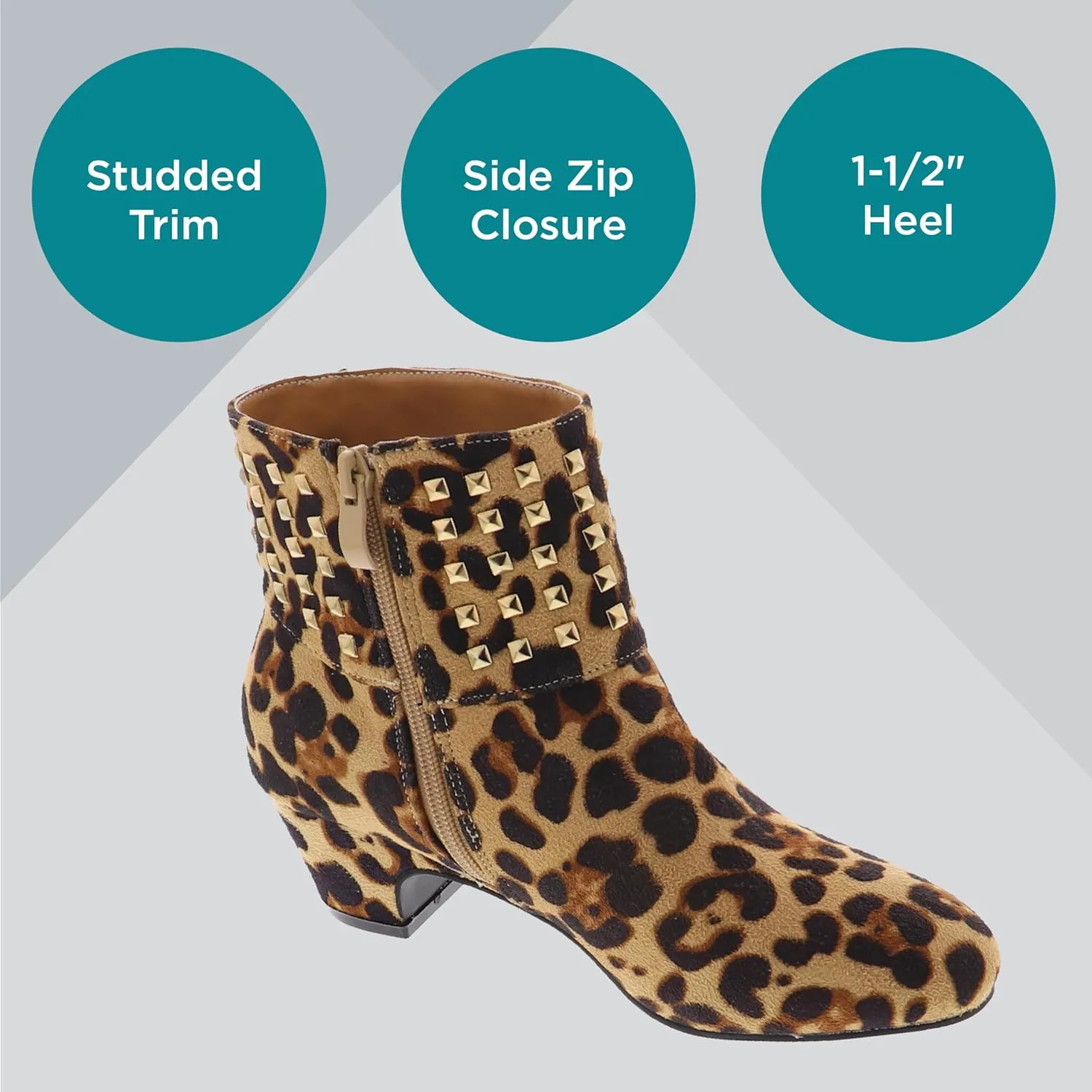 Masseys Women's Presley Studded Low Heel Ankle Boot