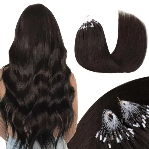 MAXITA Microlink Hair Extensions Human Hair Dark Brown Micro Bead Hair Extensions Virgin Human Hair, 50g/50 Strands/Pack, 14 In