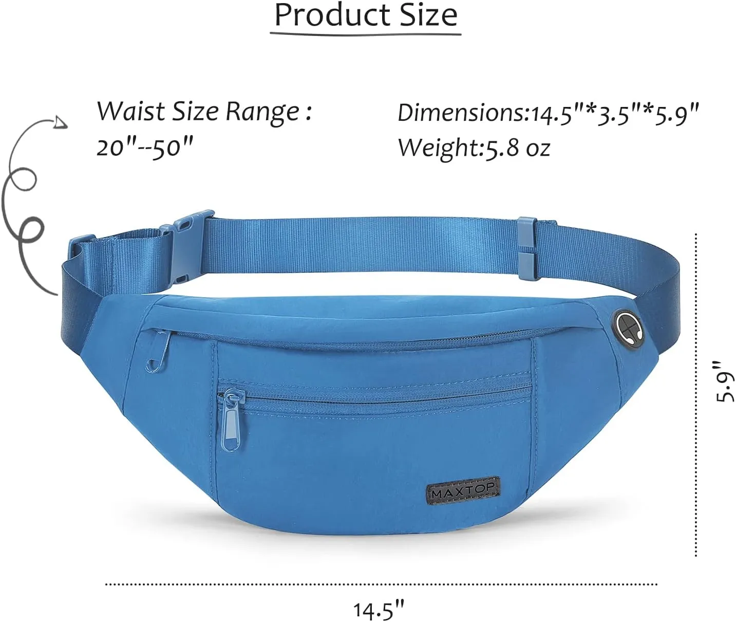 MAXTOP Large Crossbody Fanny Pack with 4-Zipper Pockets,Gifts for Enjoy Sports Festival Workout Traveling Running Casual Hands-Free Wallets Waist Pack Phone Bag Carrying All Phones