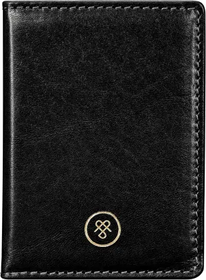 Maxwell Scott - Luxury Italian Leather Travel Card Holder Case for Men Women with ID Section - The Solaro Black