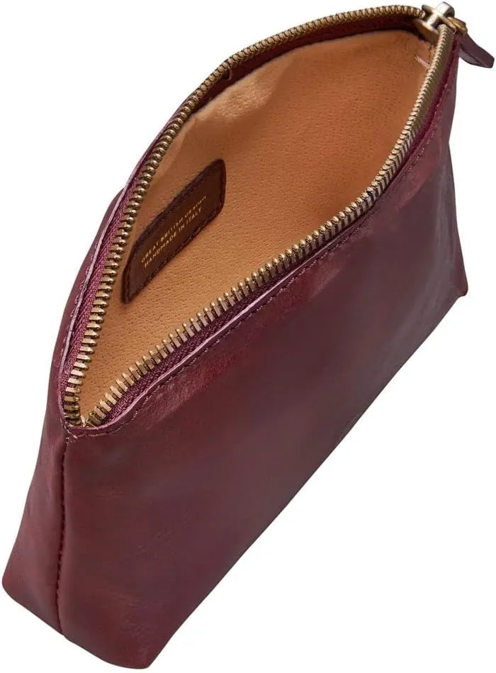 Maxwell Scott - Womens Luxury Leather Small Cosmetic Makeup Bag - Handmade from Italian Full Grain Hides - The Chia Burgundy Red