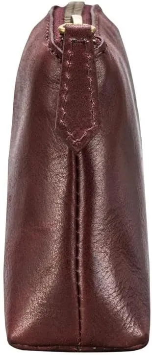 Maxwell Scott - Womens Luxury Leather Small Cosmetic Makeup Bag - Handmade from Italian Full Grain Hides - The Chia Burgundy Red