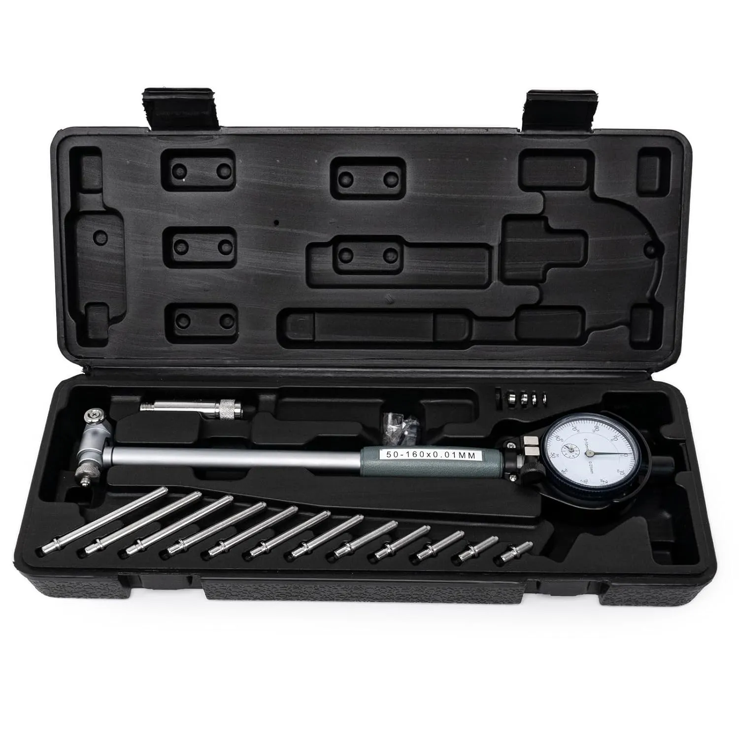 Measuring Extender Dial Bore Gauge Set 50-160MM （1.97"-6.23"）Indicator 0.01MM(0.0003") Resolution Internal Measure Cylinder Instrument