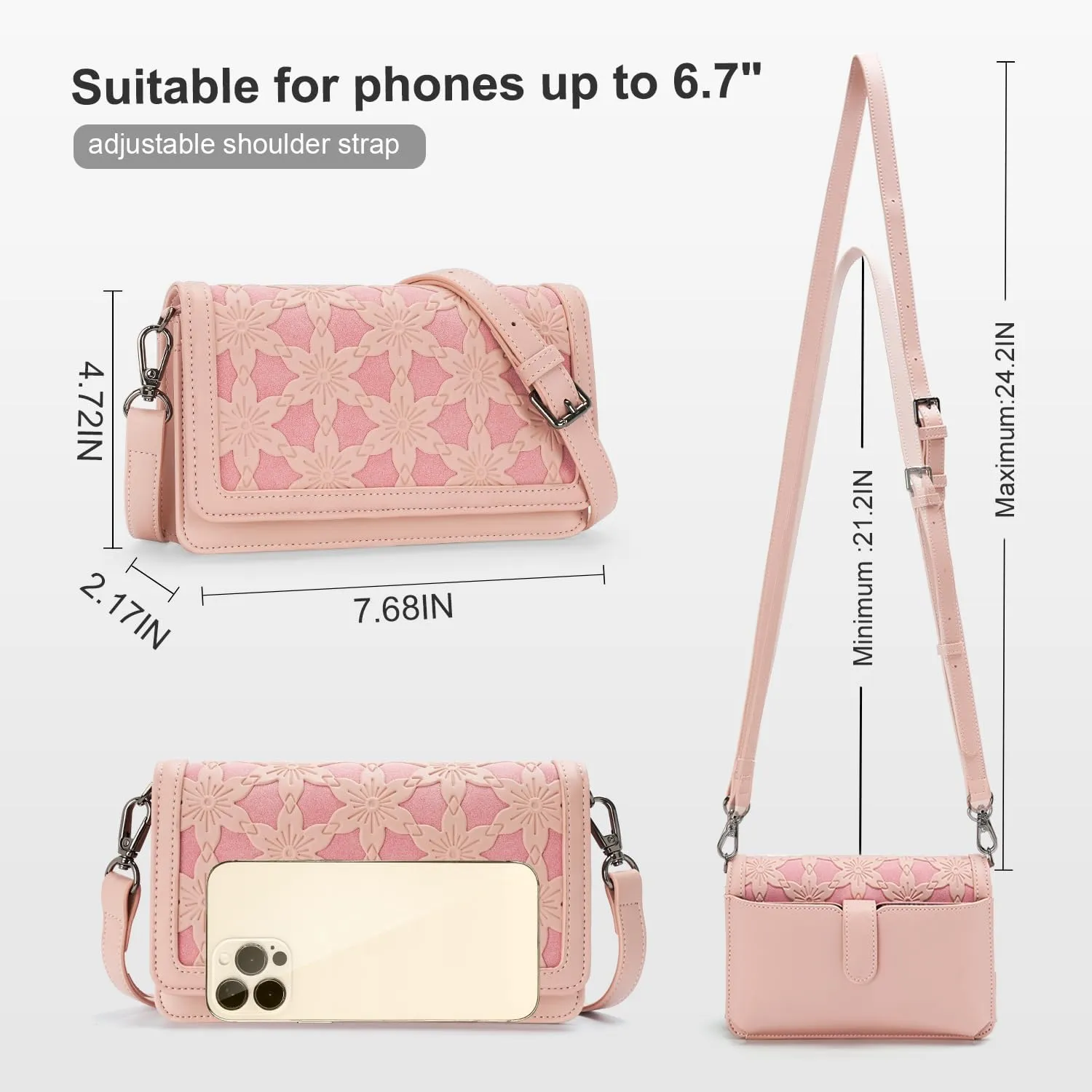 MEITRUE Crossbody Bags for Women Designer Phone Purse Small Shoulder Handbags RFID Wallet with Card Pocket-Snowflake Style