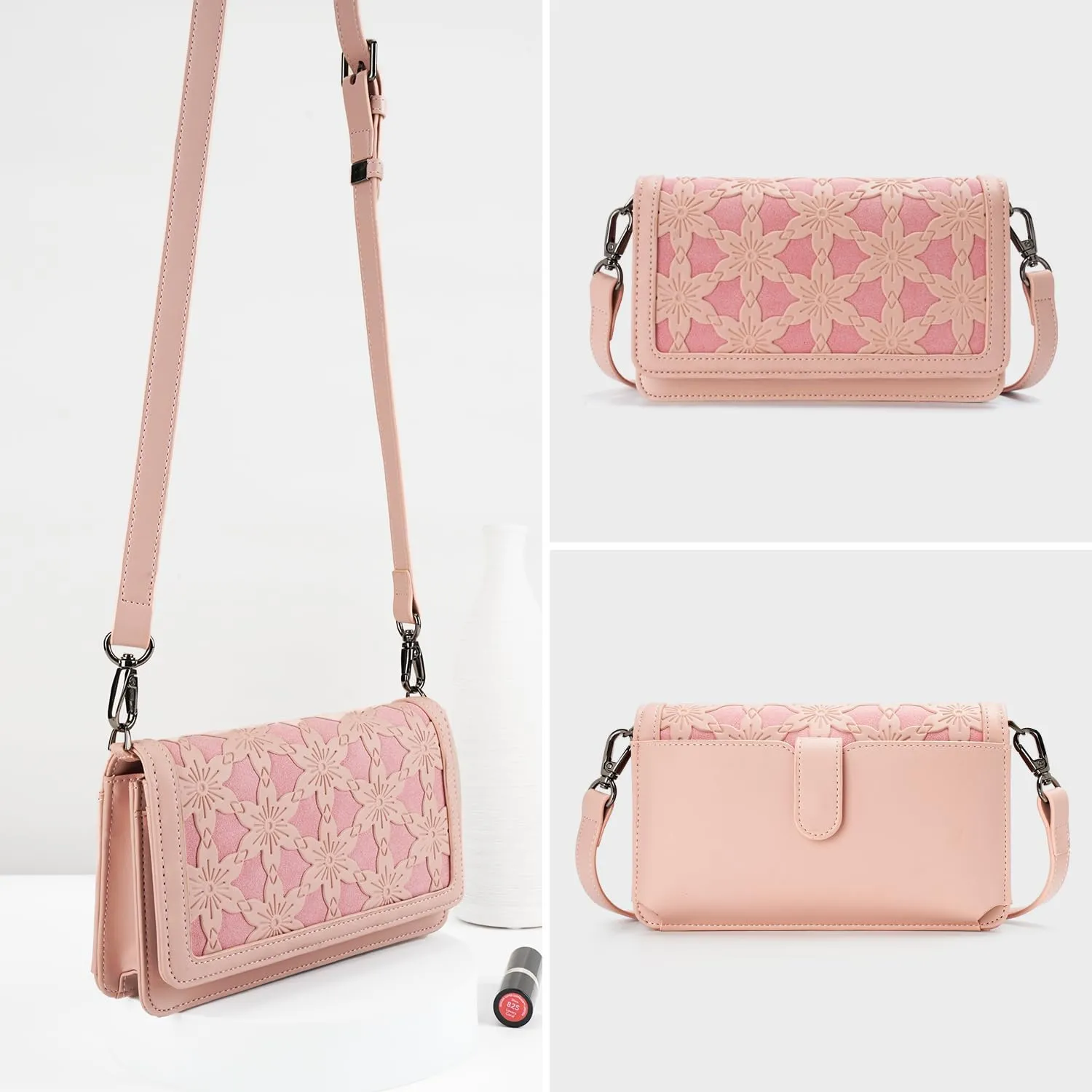 MEITRUE Crossbody Bags for Women Designer Phone Purse Small Shoulder Handbags RFID Wallet with Card Pocket-Snowflake Style