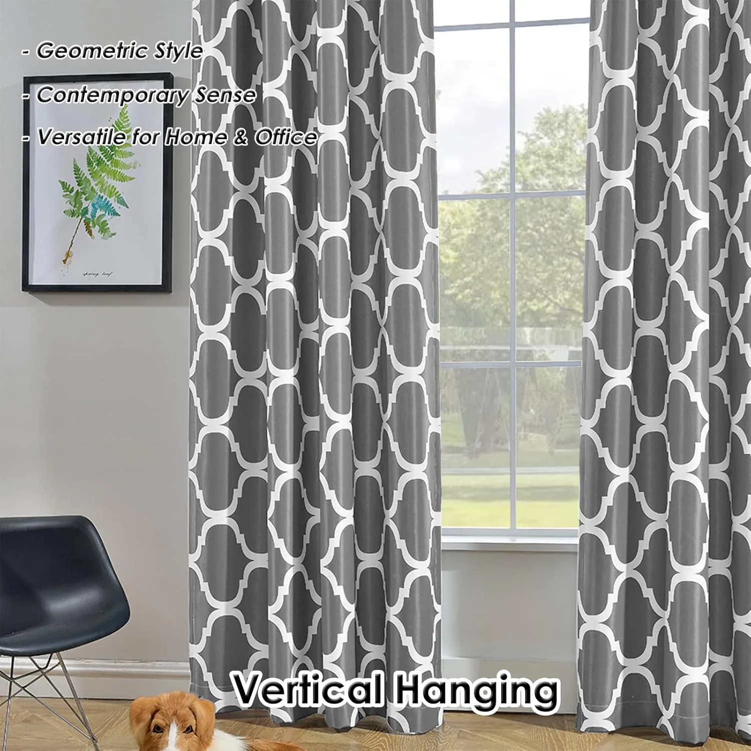 Melodieux Moroccan Fashion Room Darkening Blackout Grommet Top Curtains for Living Room, 52 by 84 Inch, Grey (1 Panel)