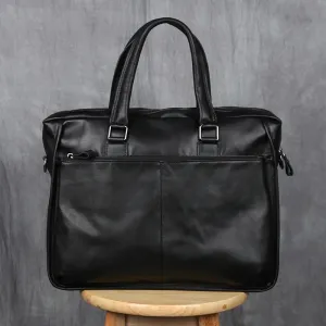 Men Portable Leather Leisure Briefcase