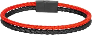 Men Strand Leather Rope Bracelet Matte Black Stainless Steel Buckle Accessories Handmade Jewelry Gifts