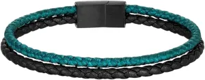 Men Strand Leather Rope Bracelet Matte Black Stainless Steel Buckle Accessories Handmade Jewelry Gifts