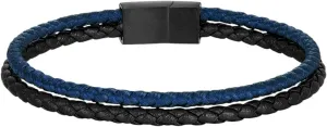 Men Strand Leather Rope Bracelet Matte Black Stainless Steel Buckle Accessories Handmade Jewelry Gifts